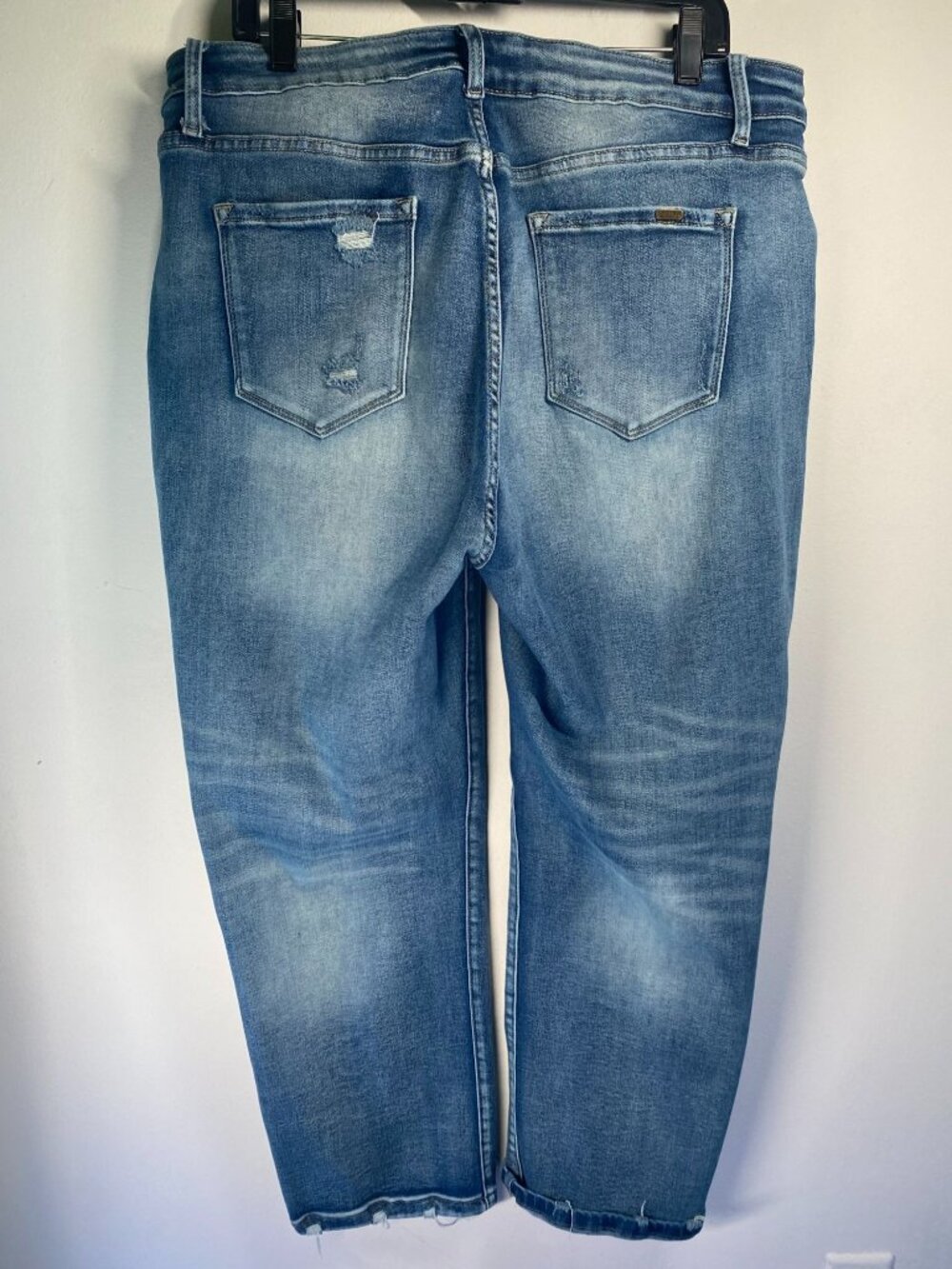 Chic Soul 18 Distressed Cropped Wide-Leg Jeans Size 18 Light Wash Frayed Hem - Picture 5 of 8